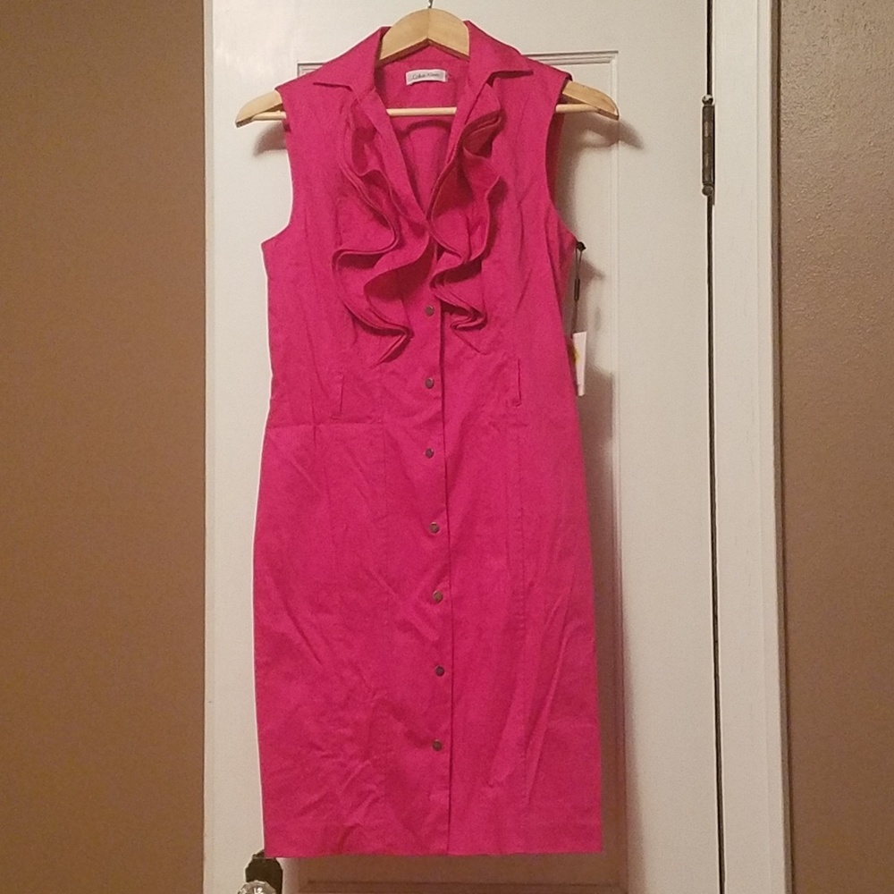Pink Calvin Klein Ruffle Top Dress